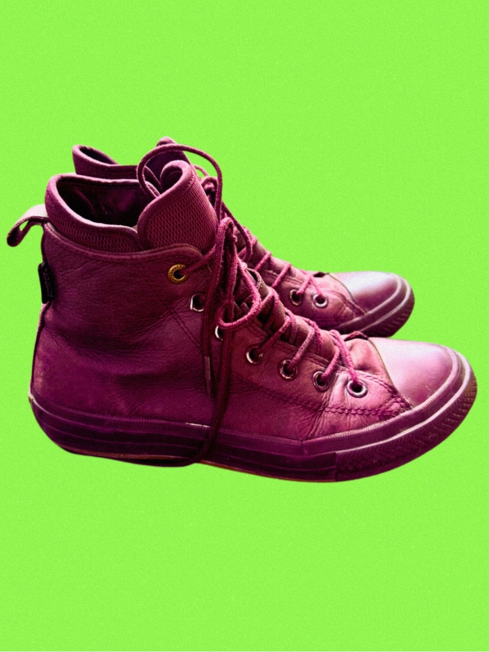 Vintage leather monochrome High Top Sneakers in Berry Plum - Picture 7 of 7